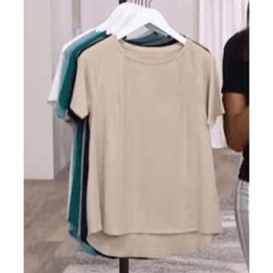 AnyBody Women 3X Cozy Knit Short Sleeve Swing Top Tan khaki Beige Modal Spandex